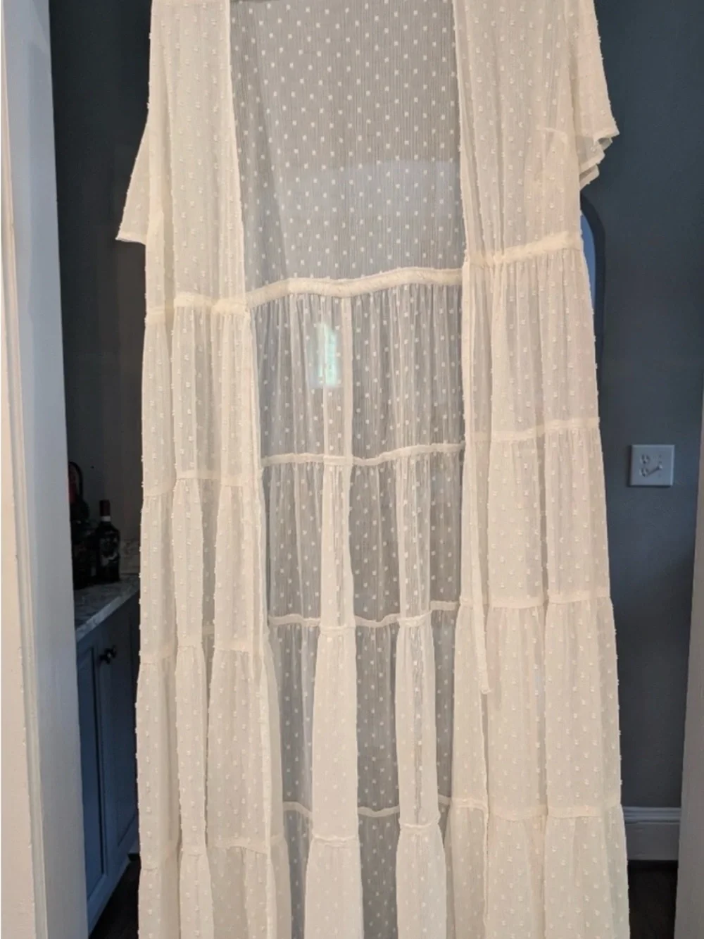 Torrid Sheer Swiss Dot Tiered Maxi Cover-Up in Ivory - Picture 1 of 4